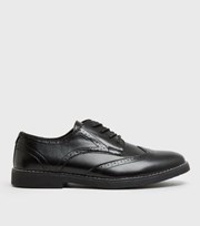 New Look Black Perforated Lace Up Chunky Brogues